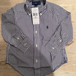 Ralph Lauren Collard Button Down 2T Deep Purple & White Stripe NWT